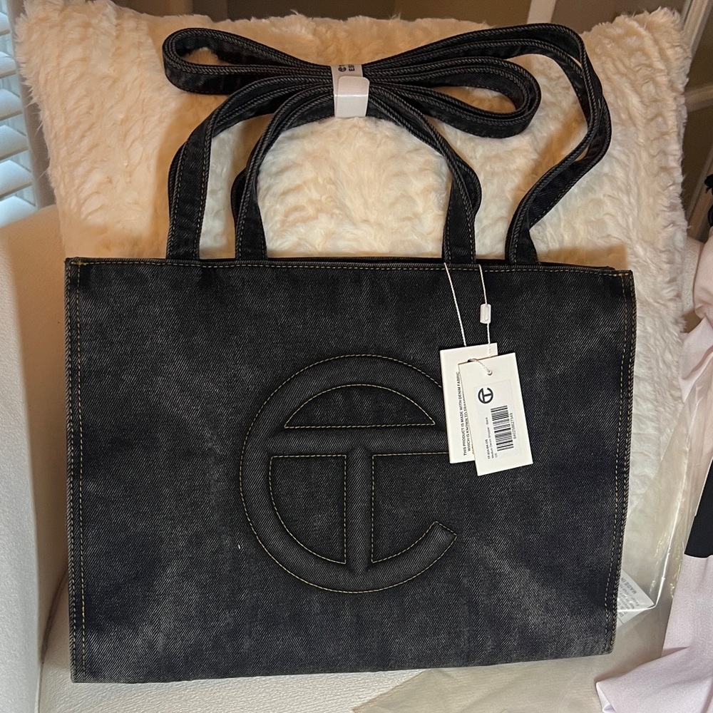 Telfar Black Denim Shopper - Medium